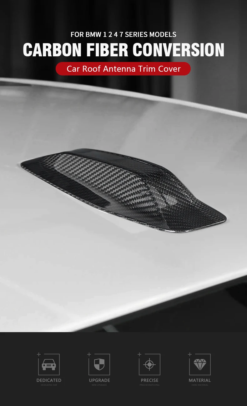 Real 3K Dry Carbon Fiber Car Shark Fin Antenna Shell Cover Suitable for BMW G60 G70 G90 G99 F70 U06 F26 G26 BEV U11