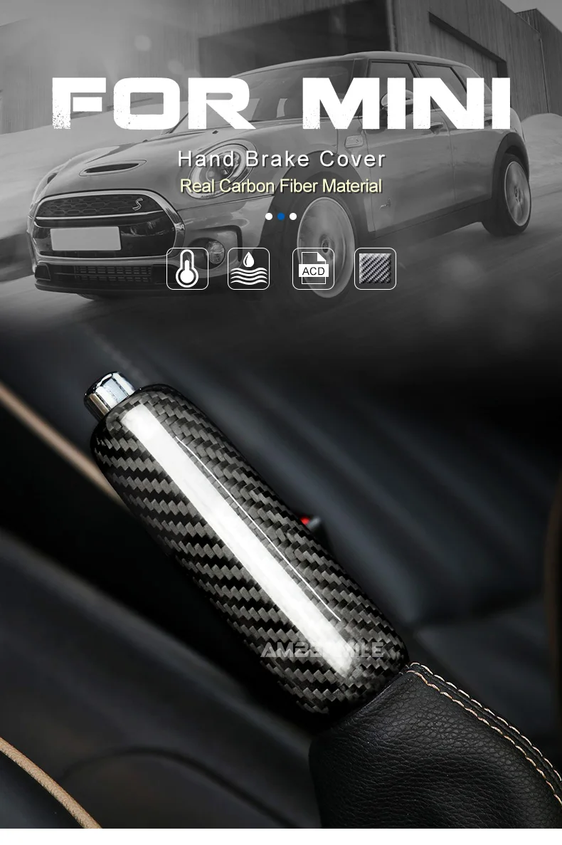 For BMW MINI Cooper R55 Clubman R56 R57 R58 R59 R50 R53 Dry Carbon Fiber Car Handbrake Grip Covers Interior Trim Accessories