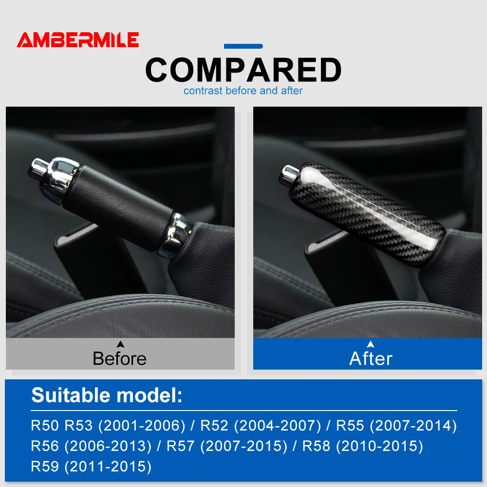 For BMW MINI Cooper R55 Clubman R56 R57 R58 R59 R50 R53 Dry Carbon Fiber Car Handbrake Grip Covers Interior Trim Accessories
