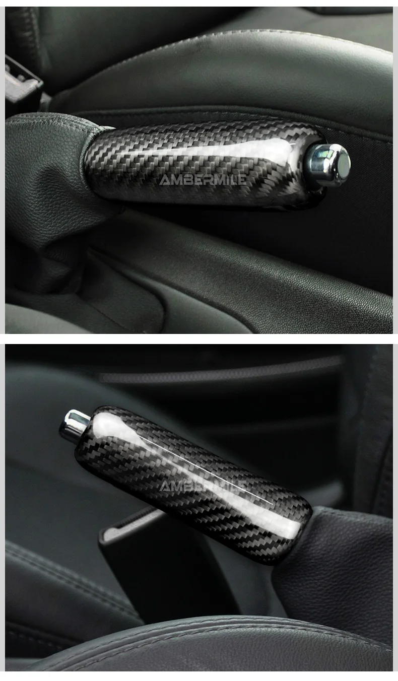 For BMW MINI Cooper R55 Clubman R56 R57 R58 R59 R50 R53 Dry Carbon Fiber Car Handbrake Grip Covers Interior Trim Accessories
