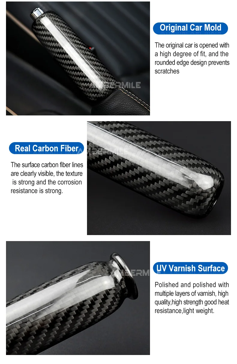 For BMW MINI Cooper R55 Clubman R56 R57 R58 R59 R50 R53 Dry Carbon Fiber Car Handbrake Grip Covers Interior Trim Accessories