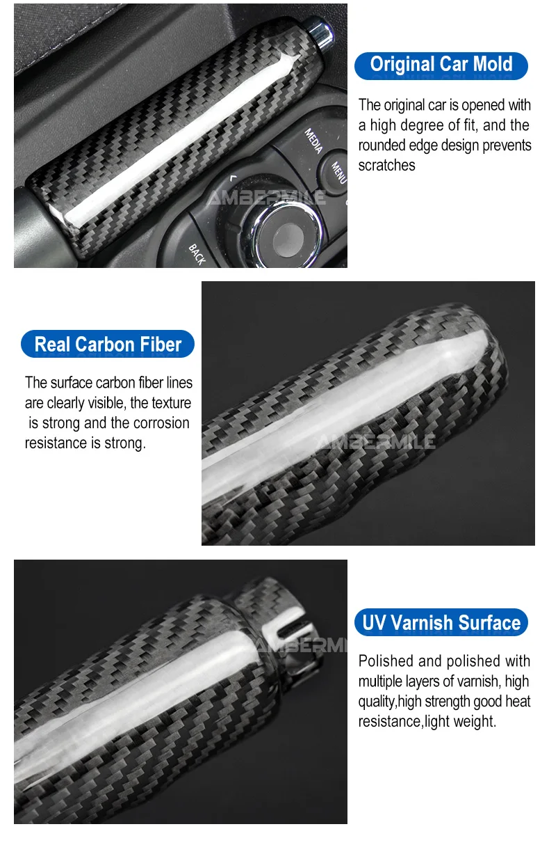 Real Hard Carbon Fiber Interior Car Hand Brake Grip Covers Trim for Mini Cooper F55 Hardtop F57 F56 Hatchback Accessories