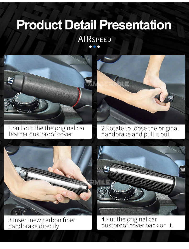 Real Hard Carbon Fiber Interior Car Hand Brake Grip Covers Trim for Mini Cooper F55 Hardtop F57 F56 Hatchback Accessories