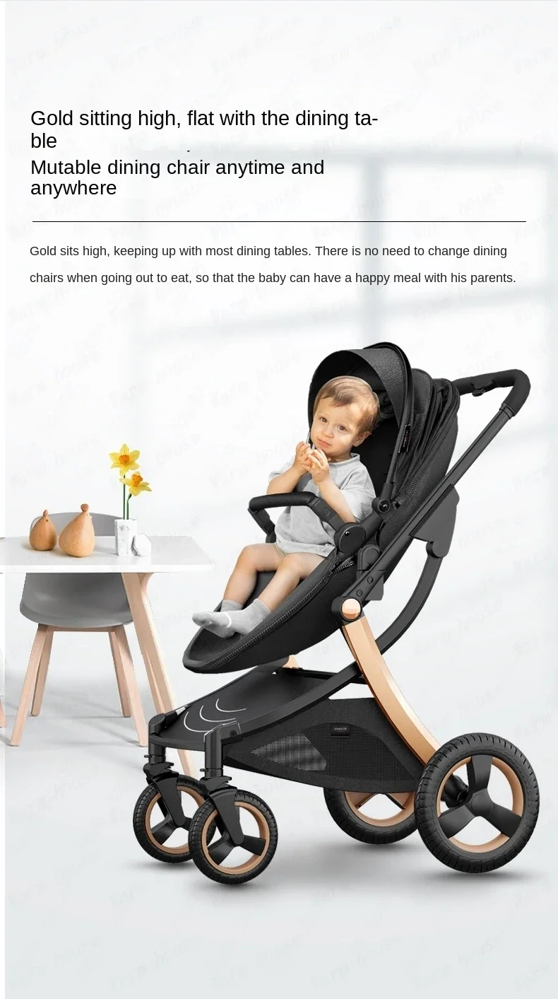 2024 New Baby Stroller 3 in 1with bassinet and car seat eggshell PU leather high quality luxury pram for newborn carriage