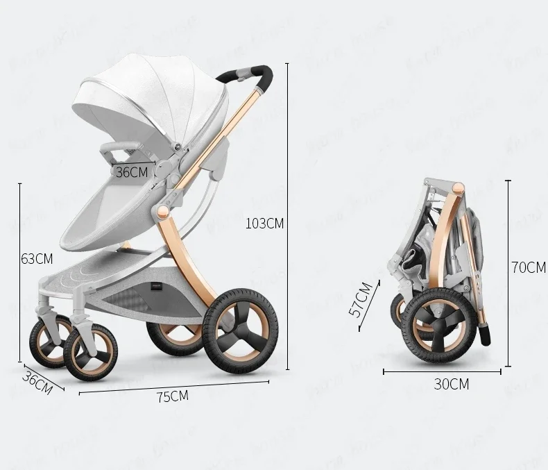 2024 New Baby Stroller 3 in 1with bassinet and car seat eggshell PU leather high quality luxury pram for newborn carriage