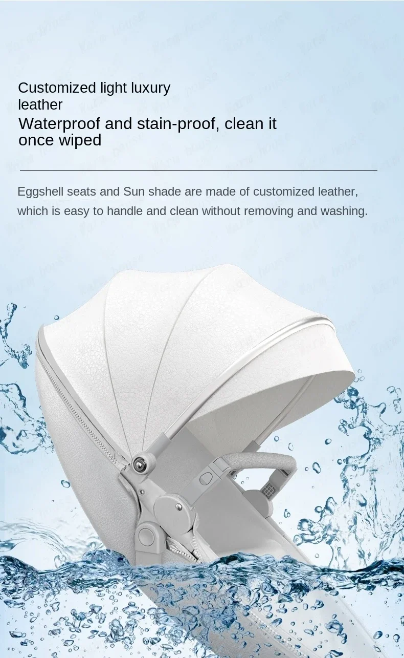 2024 New Baby Stroller 3 in 1with bassinet and car seat eggshell PU leather high quality luxury pram for newborn carriage