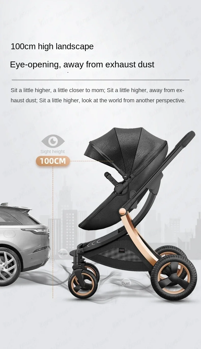 2024 New Baby Stroller 3 in 1with bassinet and car seat eggshell PU leather high quality luxury pram for newborn carriage