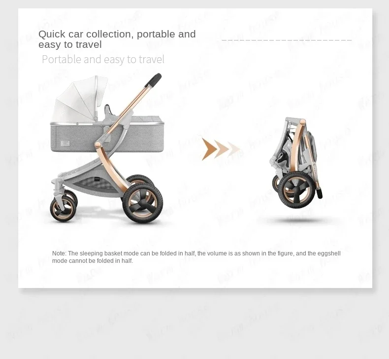 2024 New Baby Stroller 3 in 1with bassinet and car seat eggshell PU leather high quality luxury pram for newborn carriage