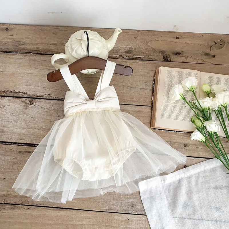 MILANCEL Summer Baby Dresses Toddler Girls One Piece Mesh Skirt Camisole Dress Newborn Clothes 0-2Y