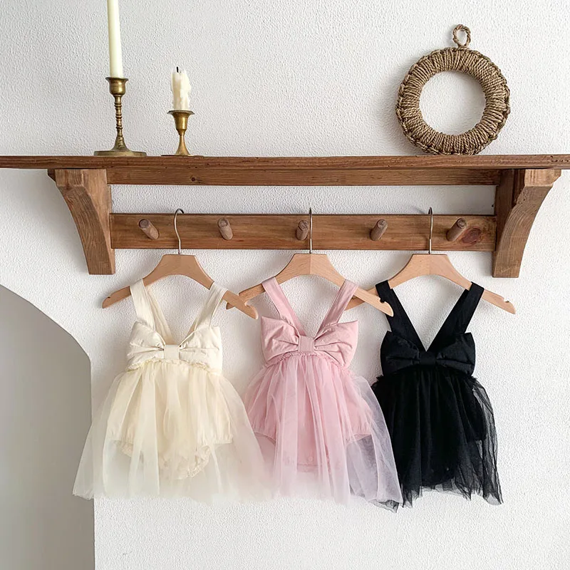 MILANCEL Summer Baby Dresses Toddler Girls One Piece Mesh Skirt Camisole Dress Newborn Clothes 0-2Y