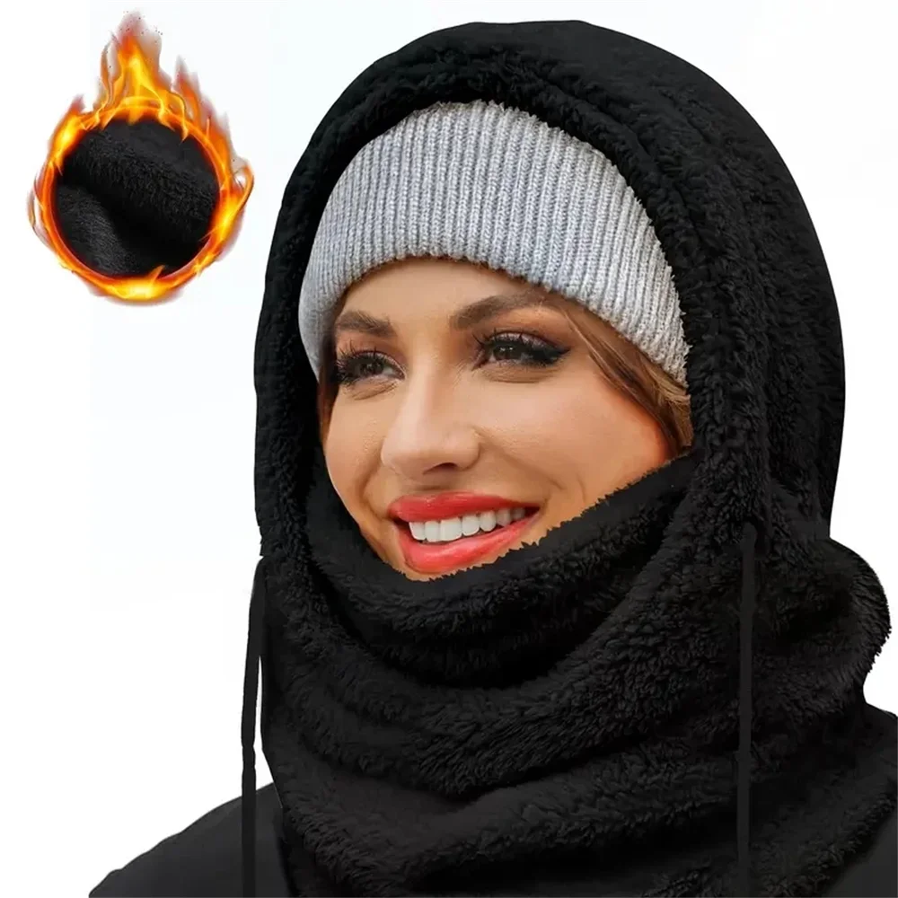 Winter Warm Thermal Windproof Balaclava Ski Hood Motorcycle Face Cover Polar Fleece Adjustable Cycling Neck Cover Full Face Mask