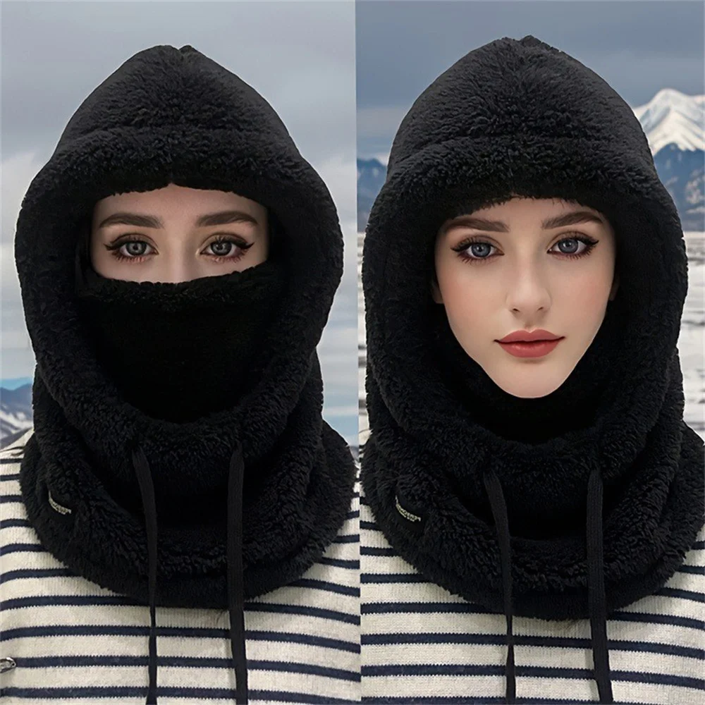 Winter Warm Thermal Windproof Balaclava Ski Hood Motorcycle Face Cover Polar Fleece Adjustable Cycling Neck Cover Full Face Mask