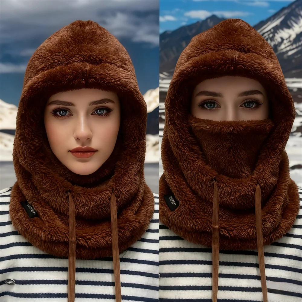 Winter Warm Thermal Windproof Balaclava Ski Hood Motorcycle Face Cover Polar Fleece Adjustable Cycling Neck Cover Full Face Mask