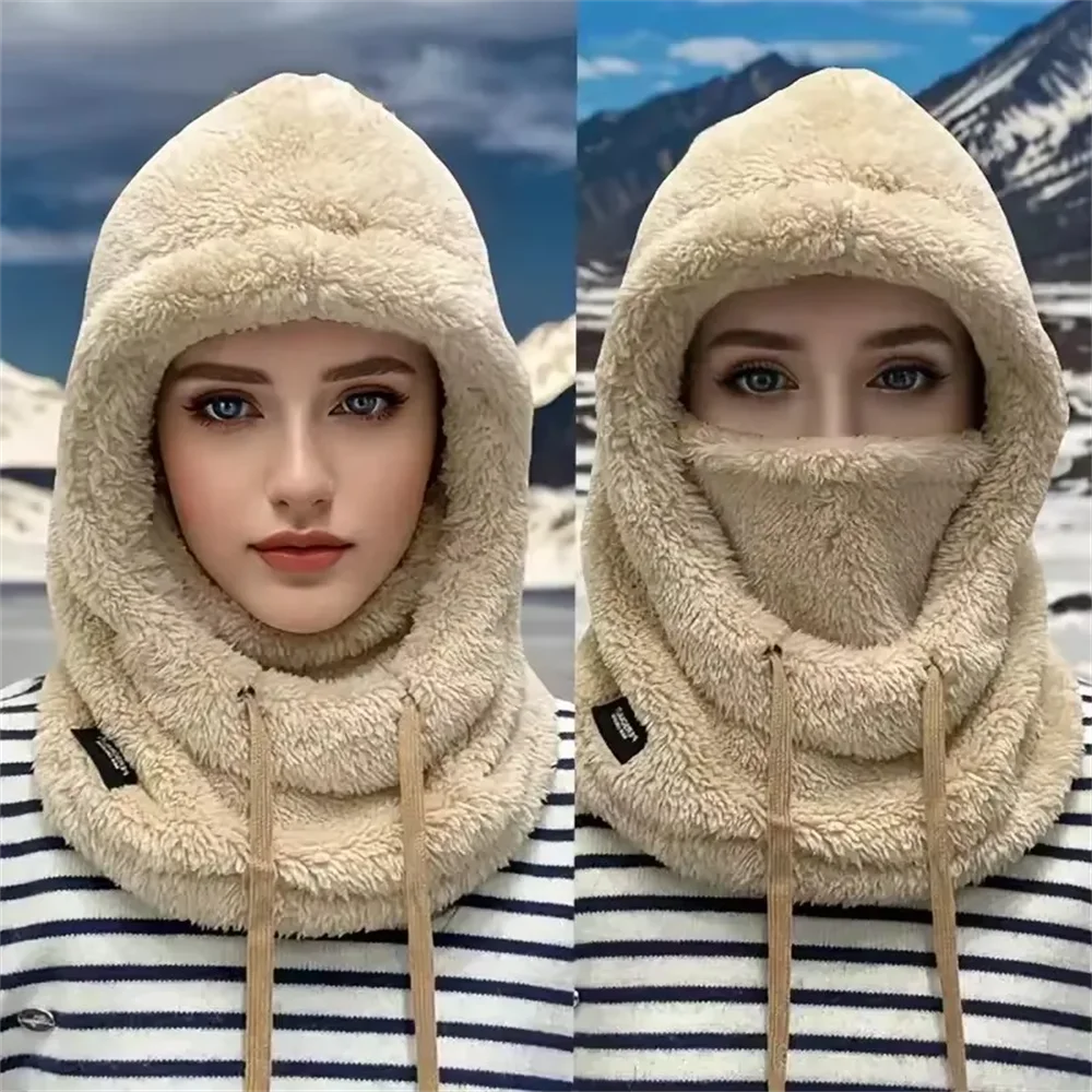 Winter Warm Thermal Windproof Balaclava Ski Hood Motorcycle Face Cover Polar Fleece Adjustable Cycling Neck Cover Full Face Mask