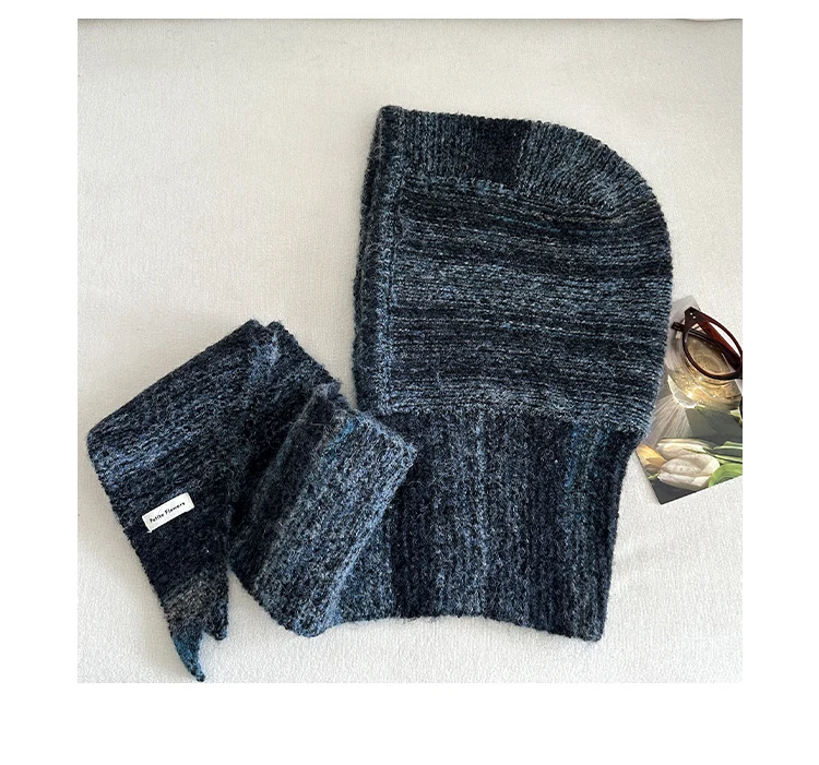 Hat And Scarf Set For Women Winter Warmth Ear Protection Balaclava Cold-Proof Hooded Scarf