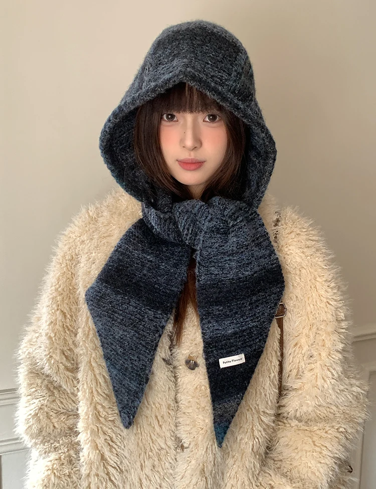 Hat And Scarf Set For Women Winter Warmth Ear Protection Balaclava Cold-Proof Hooded Scarf