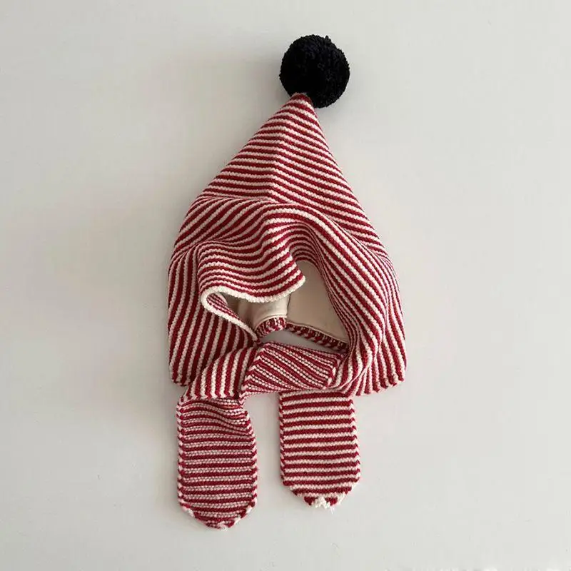 Hot Sale Kids Autumn-Winter Warm Thick Knit Hat Scarf Set Versatile Wool Knitted Ear Protector Cap Skullies For Boys And Girls