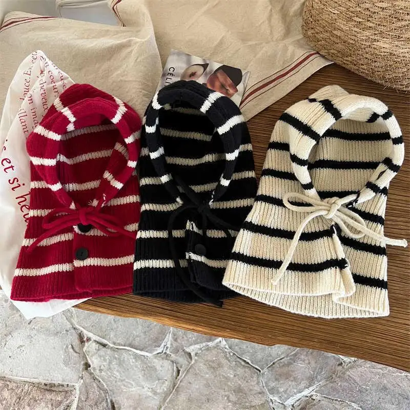 Hot Sale Kids Autumn-Winter Warm Thick Knit Hat Scarf Set Versatile Wool Knitted Ear Protector Cap Skullies For Boys And Girls