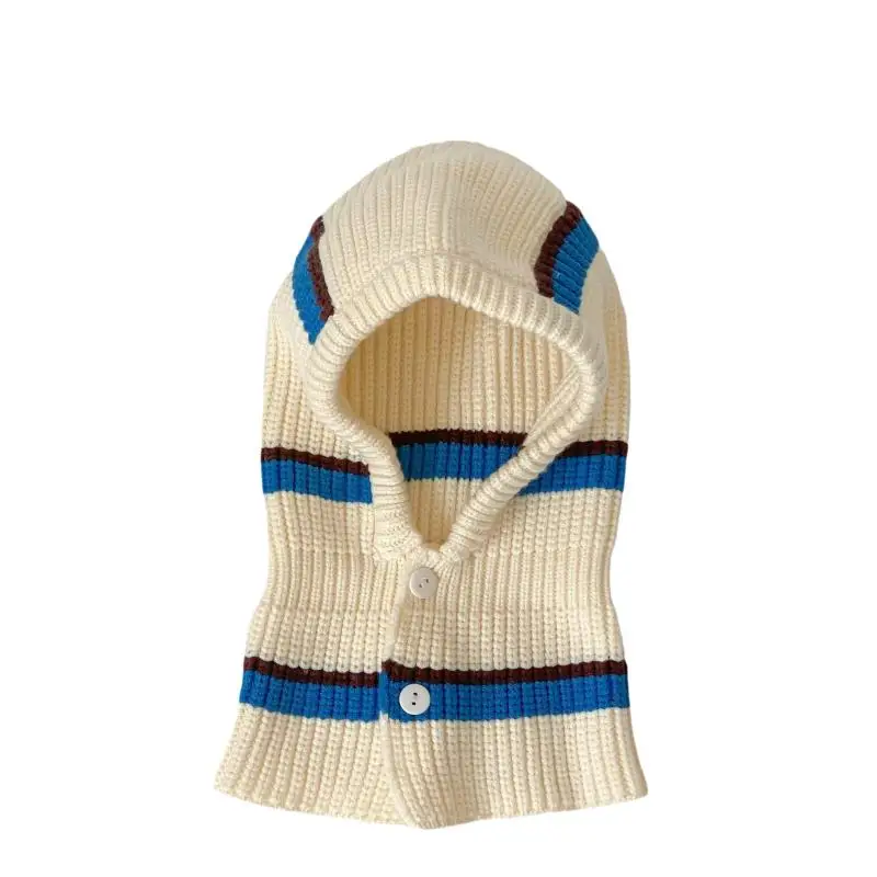 Hot Sale Kids Autumn-Winter Warm Thick Knit Hat Scarf Set Versatile Wool Knitted Ear Protector Cap Skullies For Boys And Girls