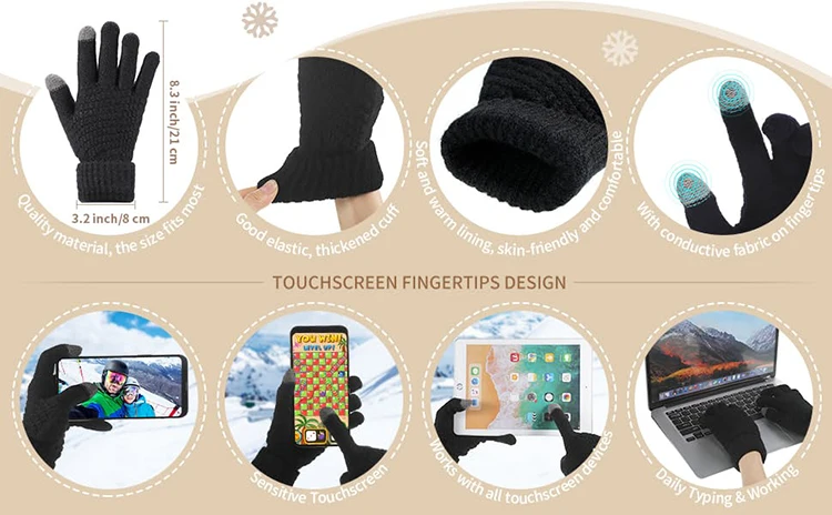 2026 Winter Men Women Thick Beanie Hat Knitted Hat Winter Cap Beanie Female Wool Neck Scarf Cap Balaclava Mask Bonnet Hats Set