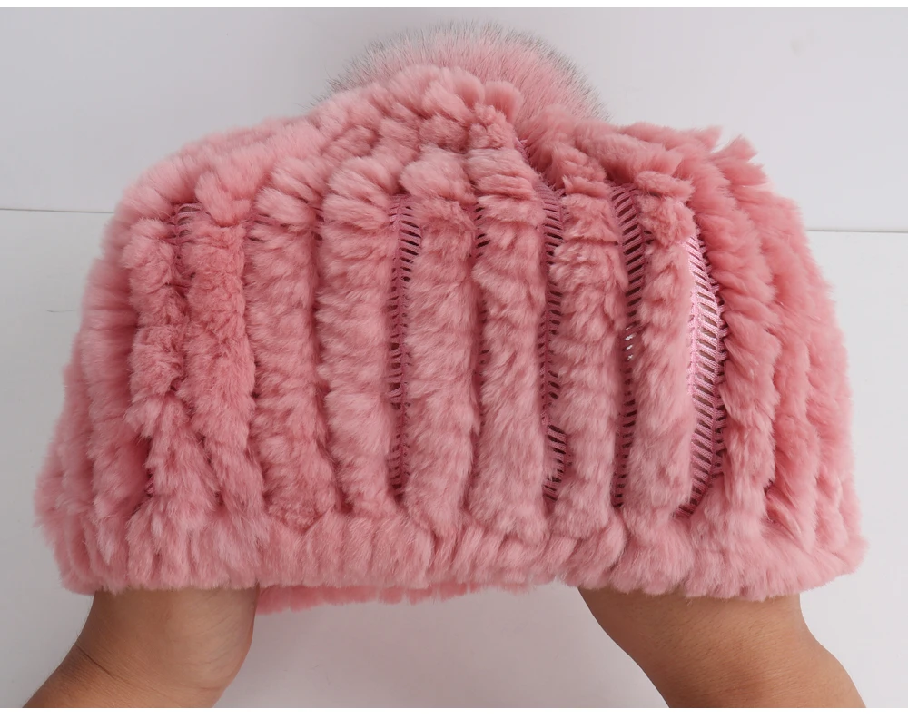 2026 New Fashion Knitted Good Elastic Real Fur Scarf Hat Sets Women Winter Warm 100% Natural Rex Rabbit Fur Scarves Hats Sets