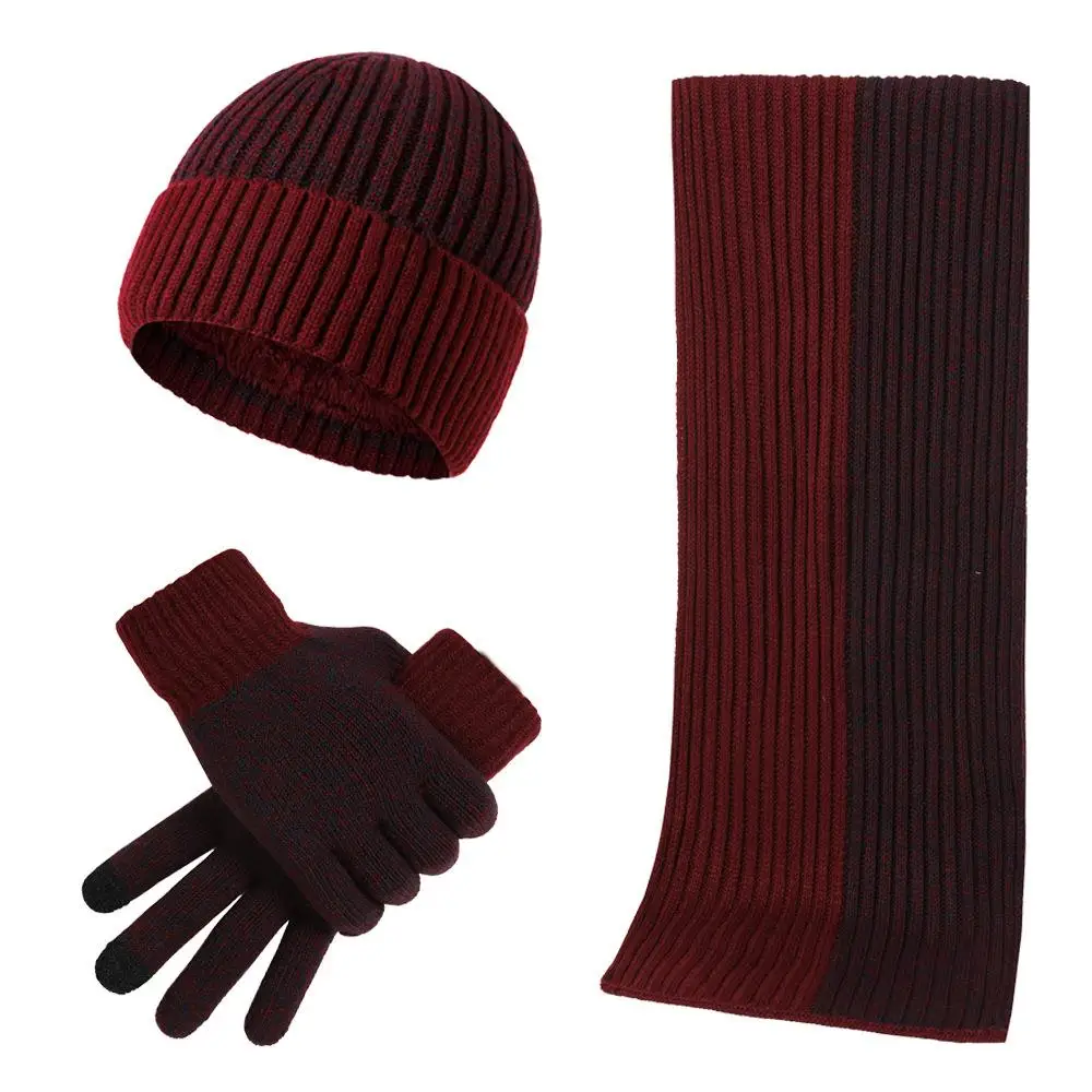 3Pcs/set Fashion Trend Scarf Hat Glove For Men And Women Winter Luxury Knitted Thickened Warm Three Piece Set Accessories Gifts