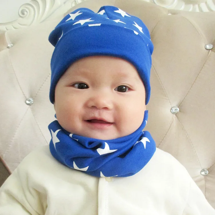 New Fashion Baby Hat Scarf Set Baby Head Cover Spring Girls Boys Warm Neck Collar Kids Beanies Sets Cotton Children Hats Scarf