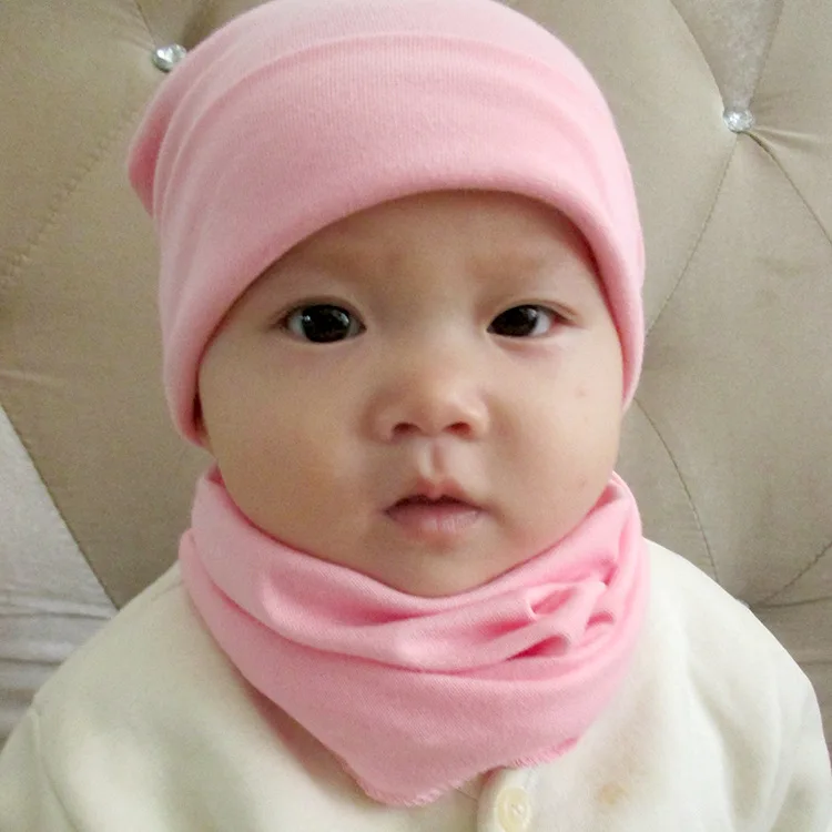 New Fashion Baby Hat Scarf Set Baby Head Cover Spring Girls Boys Warm Neck Collar Kids Beanies Sets Cotton Children Hats Scarf