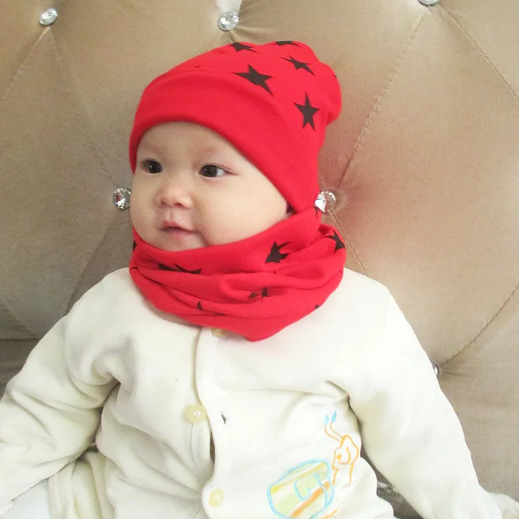 New Fashion Baby Hat Scarf Set Baby Head Cover Spring Girls Boys Warm Neck Collar Kids Beanies Sets Cotton Children Hats Scarf