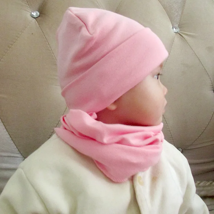 New Fashion Baby Hat Scarf Set Baby Head Cover Spring Girls Boys Warm Neck Collar Kids Beanies Sets Cotton Children Hats Scarf