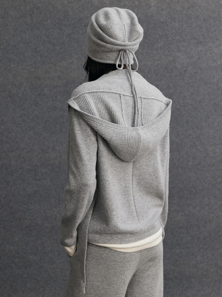 TLOML Women‘s 100% Cashmere Hat Scarf Integrated Cashmere Hat Autumn Winter Soft Warm Cashmere Knitwear Luxury Scarf Hat