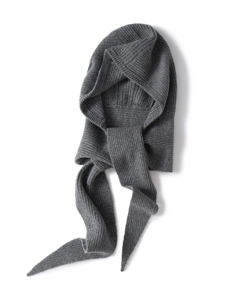 TLOML Women‘s 100% Cashmere Hat Scarf Integrated Cashmere Hat Autumn Winter Soft Warm Cashmere Knitwear Luxury Scarf Hat