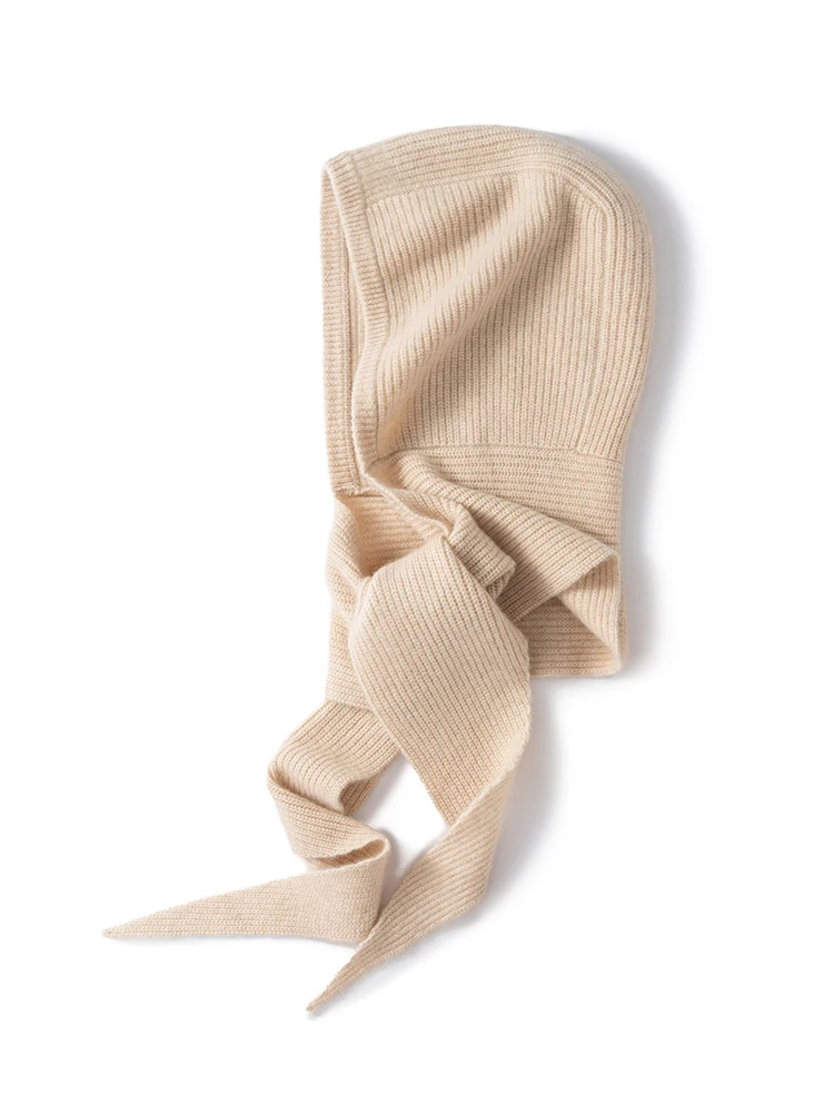 TLOML Women‘s 100% Cashmere Hat Scarf Integrated Cashmere Hat Autumn Winter Soft Warm Cashmere Knitwear Luxury Scarf Hat