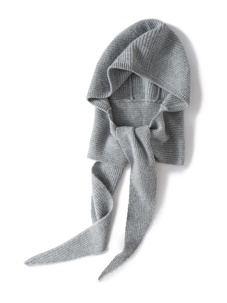 TLOML Women‘s 100% Cashmere Hat Scarf Integrated Cashmere Hat Autumn Winter Soft Warm Cashmere Knitwear Luxury Scarf Hat