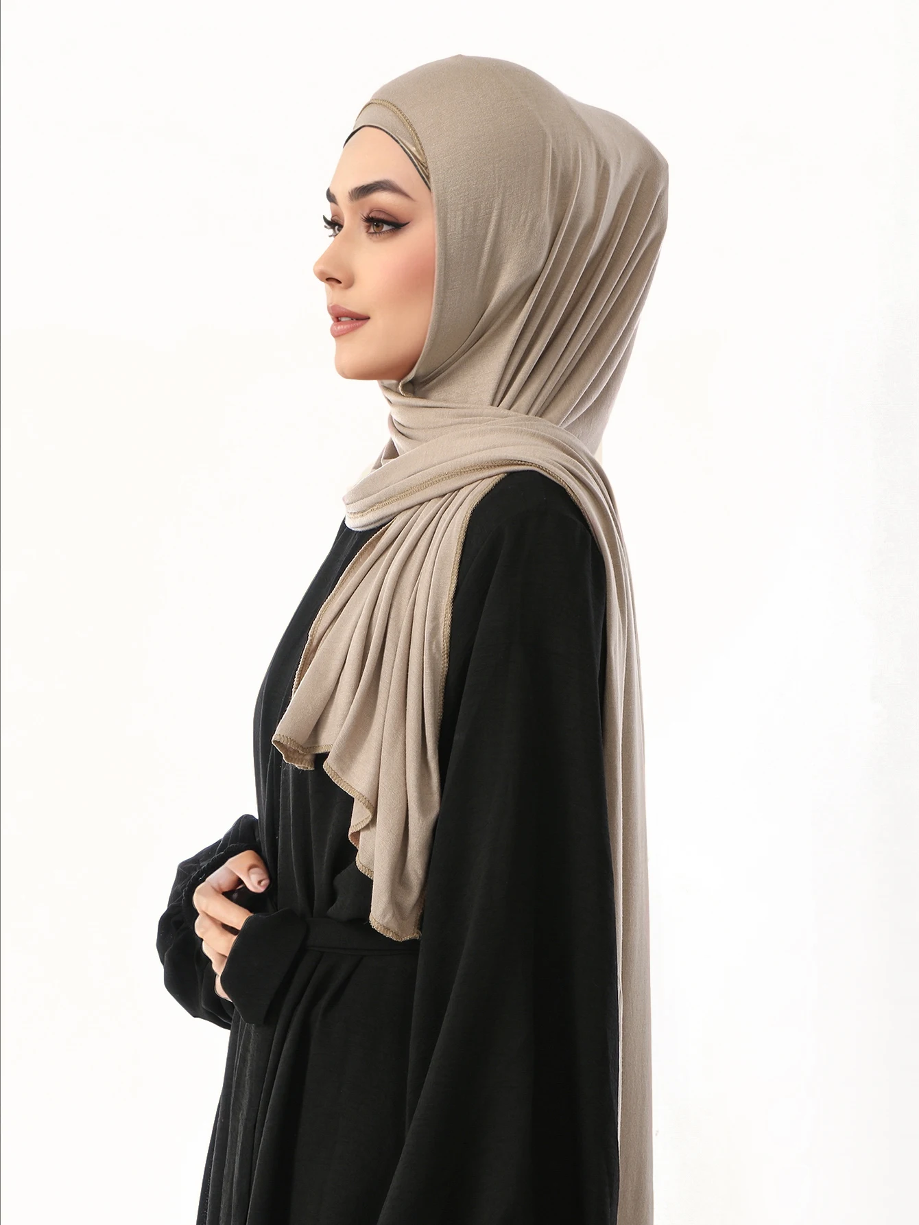 6/Pcs Modal Inner Caps Hijab And 1/Pcs Hairband Set Muslim Instant Hijabs Scarf Shawls Elastic Jersey Bonnet Islam Turban