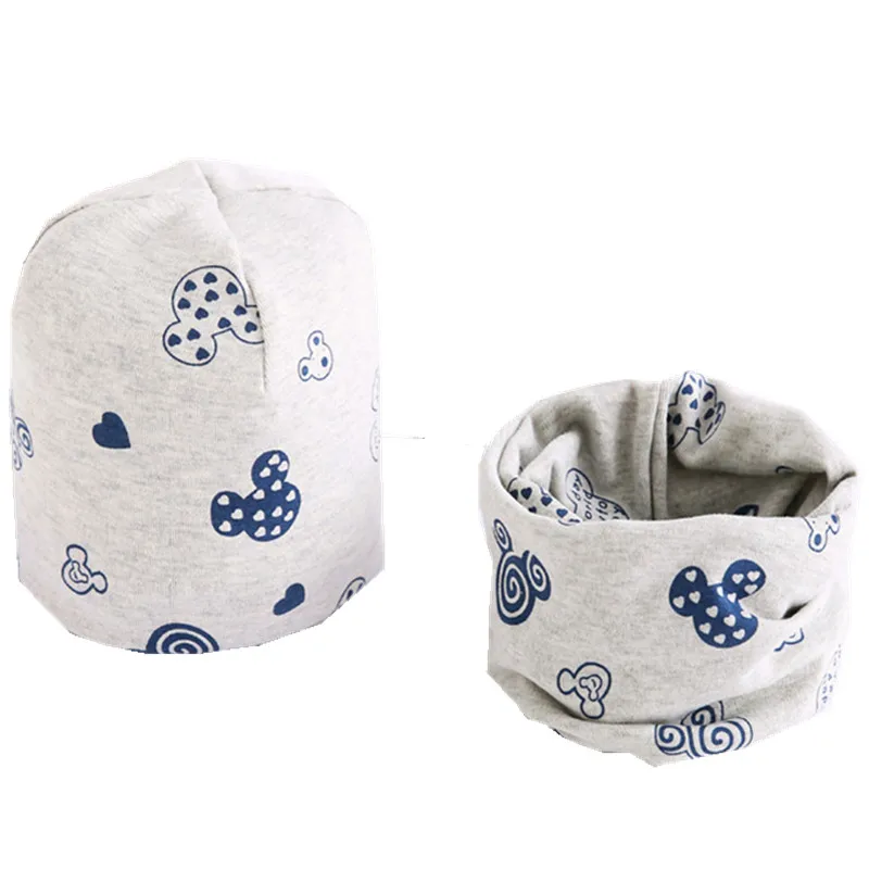 New Spring Autumn Girls Hat Scarf Set Cartoon Owl Star Swan Baby Boy Girls Hat Set Children Hat Scarf-Collar Cotton Kids Hat Set