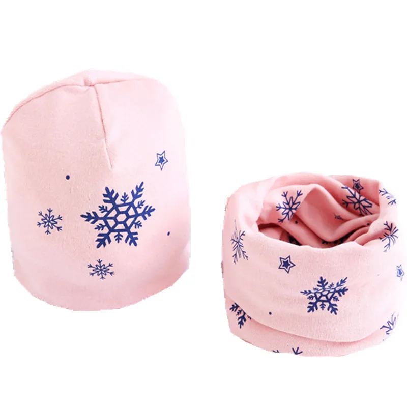 New Spring Autumn Girls Hat Scarf Set Cartoon Owl Star Swan Baby Boy Girls Hat Set Children Hat Scarf-Collar Cotton Kids Hat Set