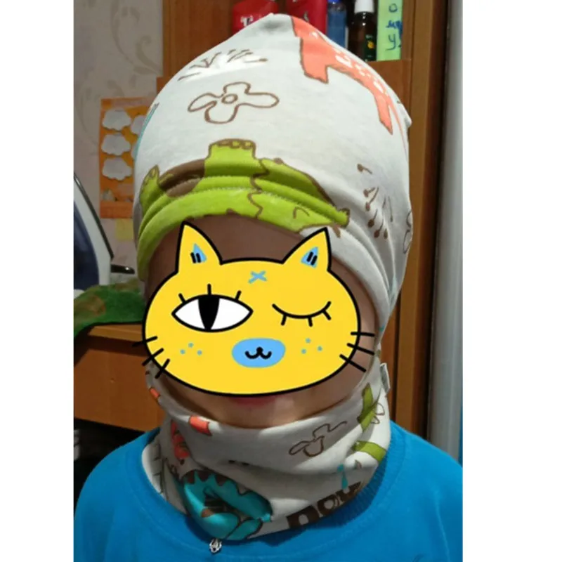New Spring Autumn Girls Hat Scarf Set Cartoon Owl Star Swan Baby Boy Girls Hat Set Children Hat Scarf-Collar Cotton Kids Hat Set