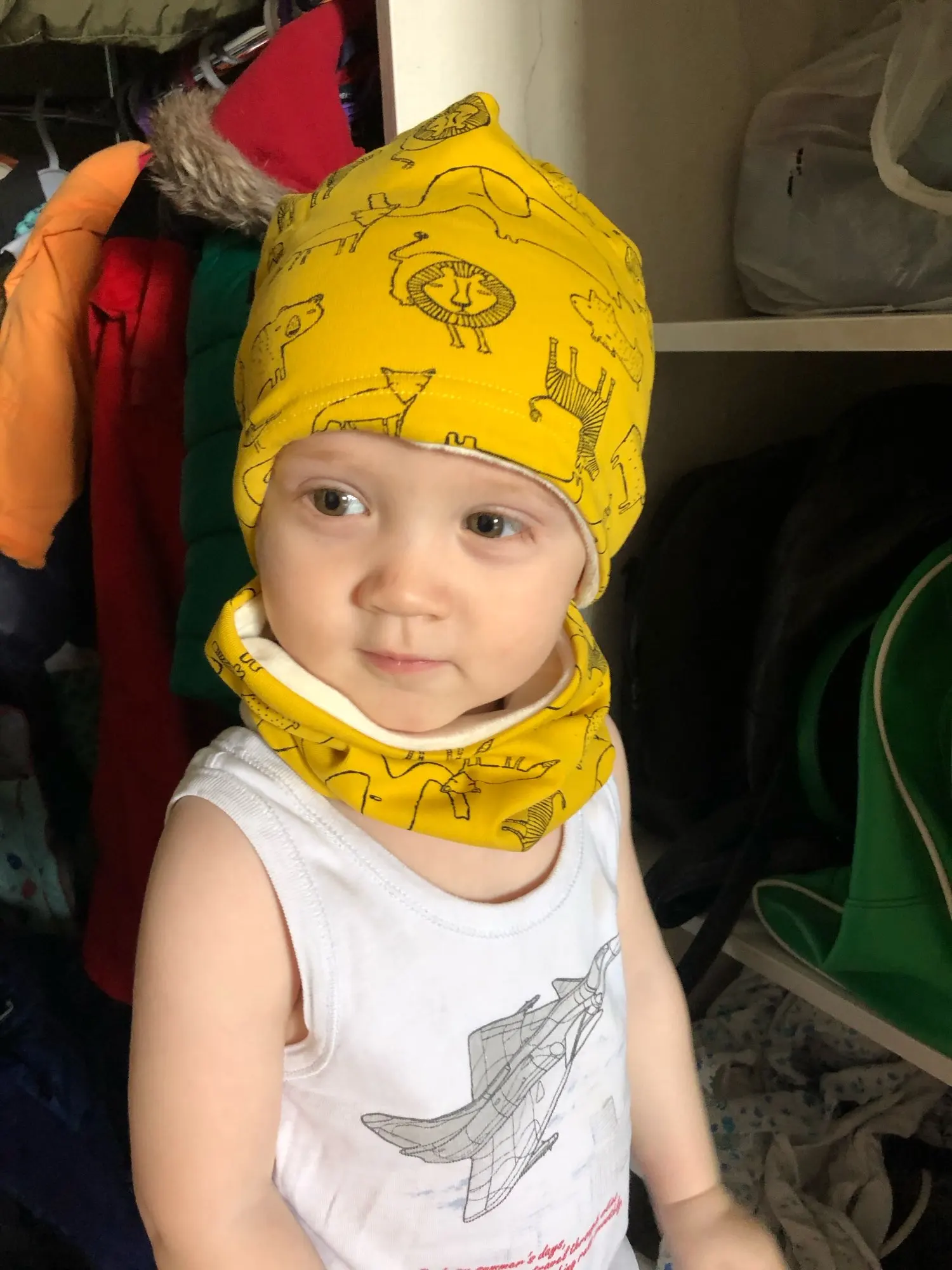 New Spring Autumn Girls Hat Scarf Set Cartoon Owl Star Swan Baby Boy Girls Hat Set Children Hat Scarf-Collar Cotton Kids Hat Set
