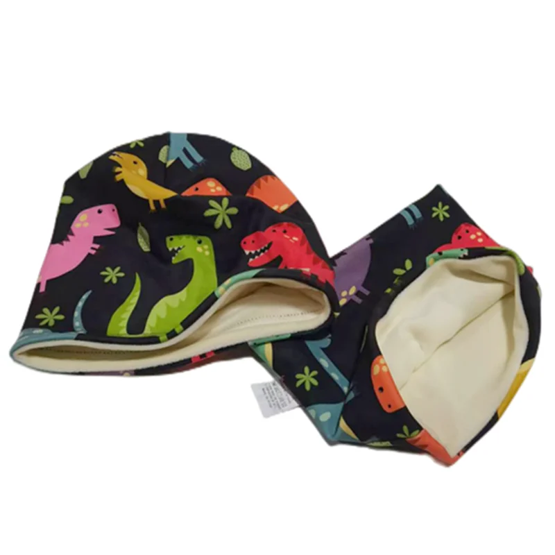 New Spring Autumn Girls Hat Scarf Set Cartoon Owl Star Swan Baby Boy Girls Hat Set Children Hat Scarf-Collar Cotton Kids Hat Set