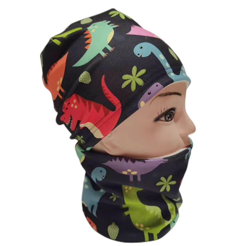 New Spring Autumn Girls Hat Scarf Set Cartoon Owl Star Swan Baby Boy Girls Hat Set Children Hat Scarf-Collar Cotton Kids Hat Set