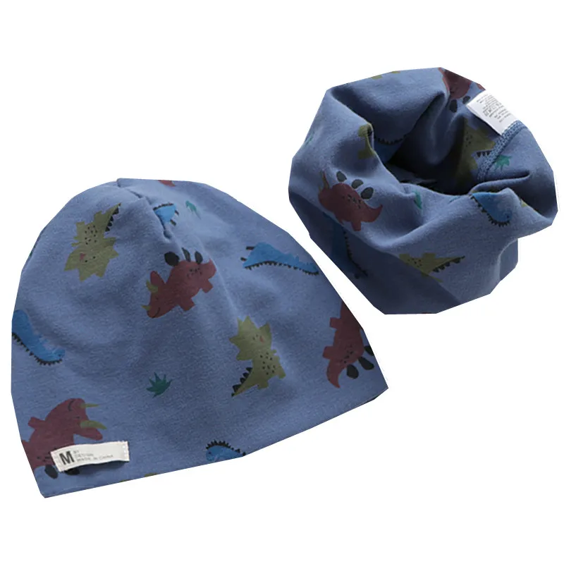 New Spring Autumn Girls Hat Scarf Set Cartoon Owl Star Swan Baby Boy Girls Hat Set Children Hat Scarf-Collar Cotton Kids Hat Set