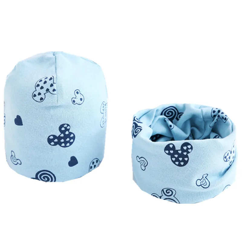 New Spring Autumn Girls Hat Scarf Set Cartoon Owl Star Swan Baby Boy Girls Hat Set Children Hat Scarf-Collar Cotton Kids Hat Set