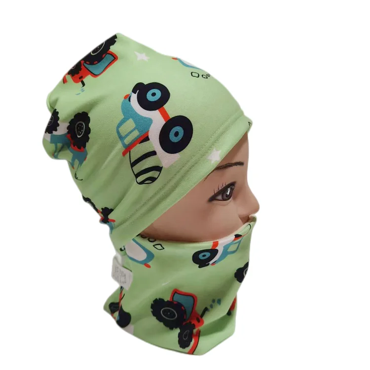 New Spring Autumn Girls Hat Scarf Set Cartoon Owl Star Swan Baby Boy Girls Hat Set Children Hat Scarf-Collar Cotton Kids Hat Set