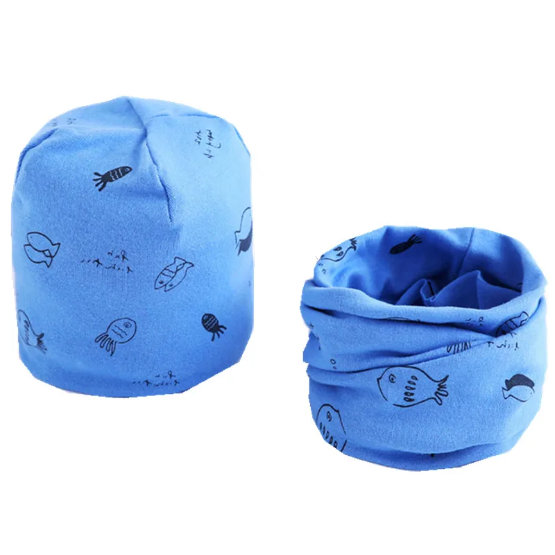 New Spring Autumn Girls Hat Scarf Set Cartoon Owl Star Swan Baby Boy Girls Hat Set Children Hat Scarf-Collar Cotton Kids Hat Set
