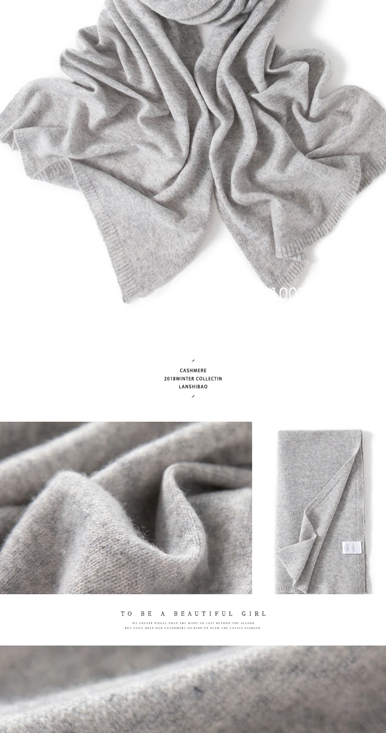 Scarf Women 100% Pashmina Knitting 180*45cm 19Colors Top Grade 2023 Winter Autumn Soft Warm Laides Pure Cashmere Scarves