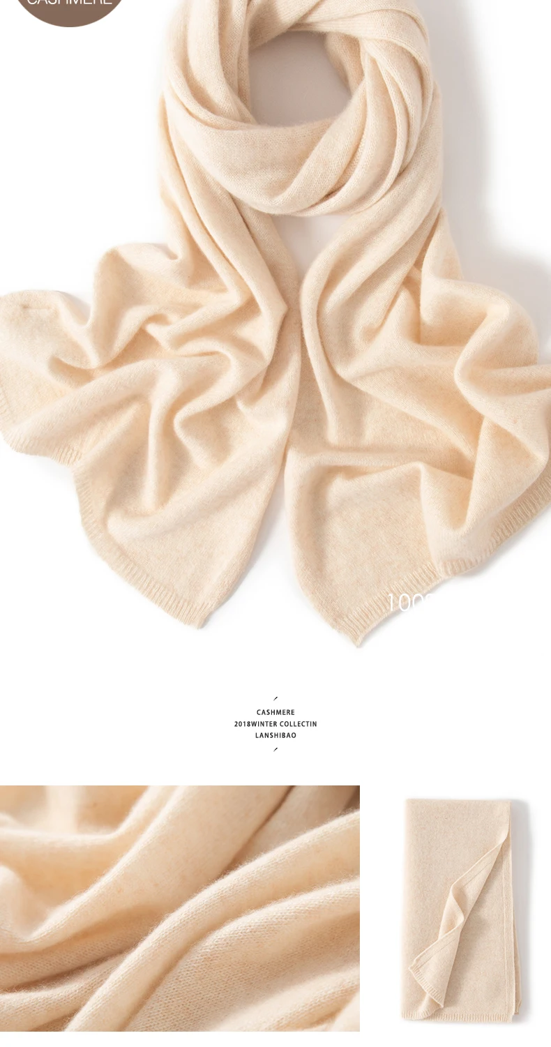 Scarf Women 100% Pashmina Knitting 180*45cm 19Colors Top Grade 2023 Winter Autumn Soft Warm Laides Pure Cashmere Scarves