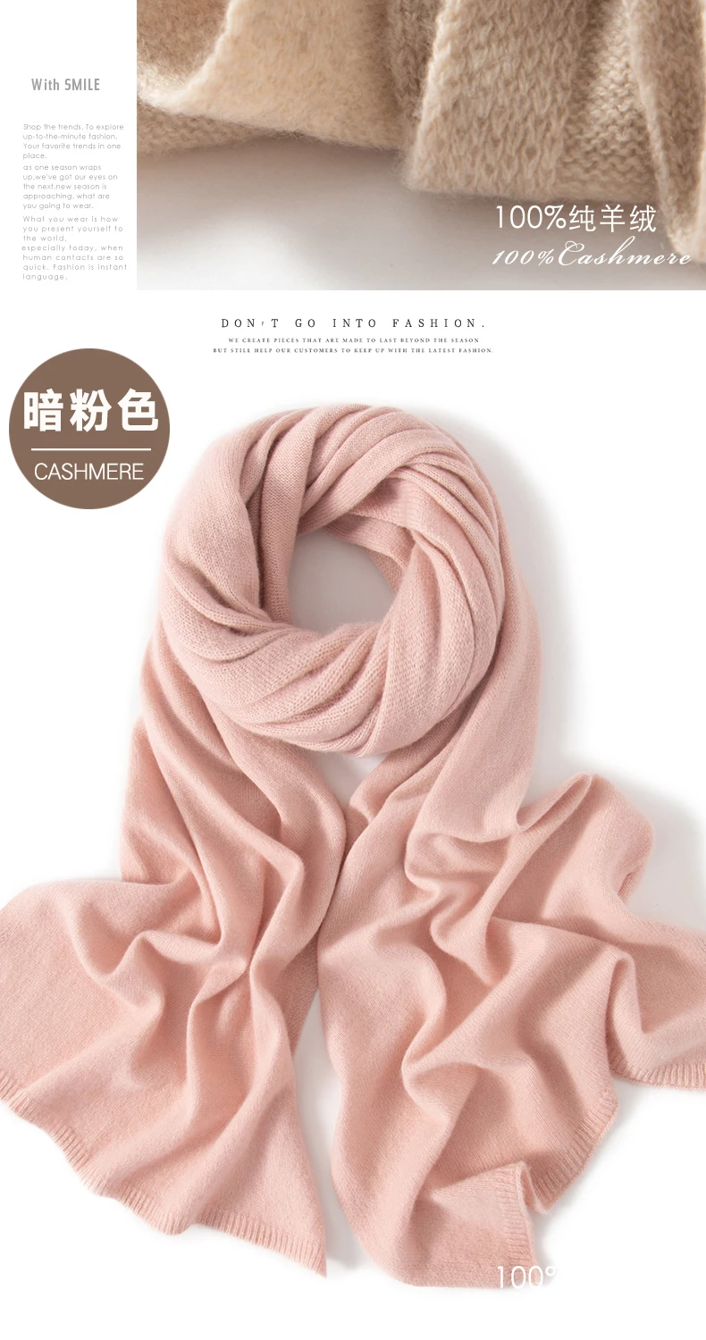 Scarf Women 100% Pashmina Knitting 180*45cm 19Colors Top Grade 2023 Winter Autumn Soft Warm Laides Pure Cashmere Scarves