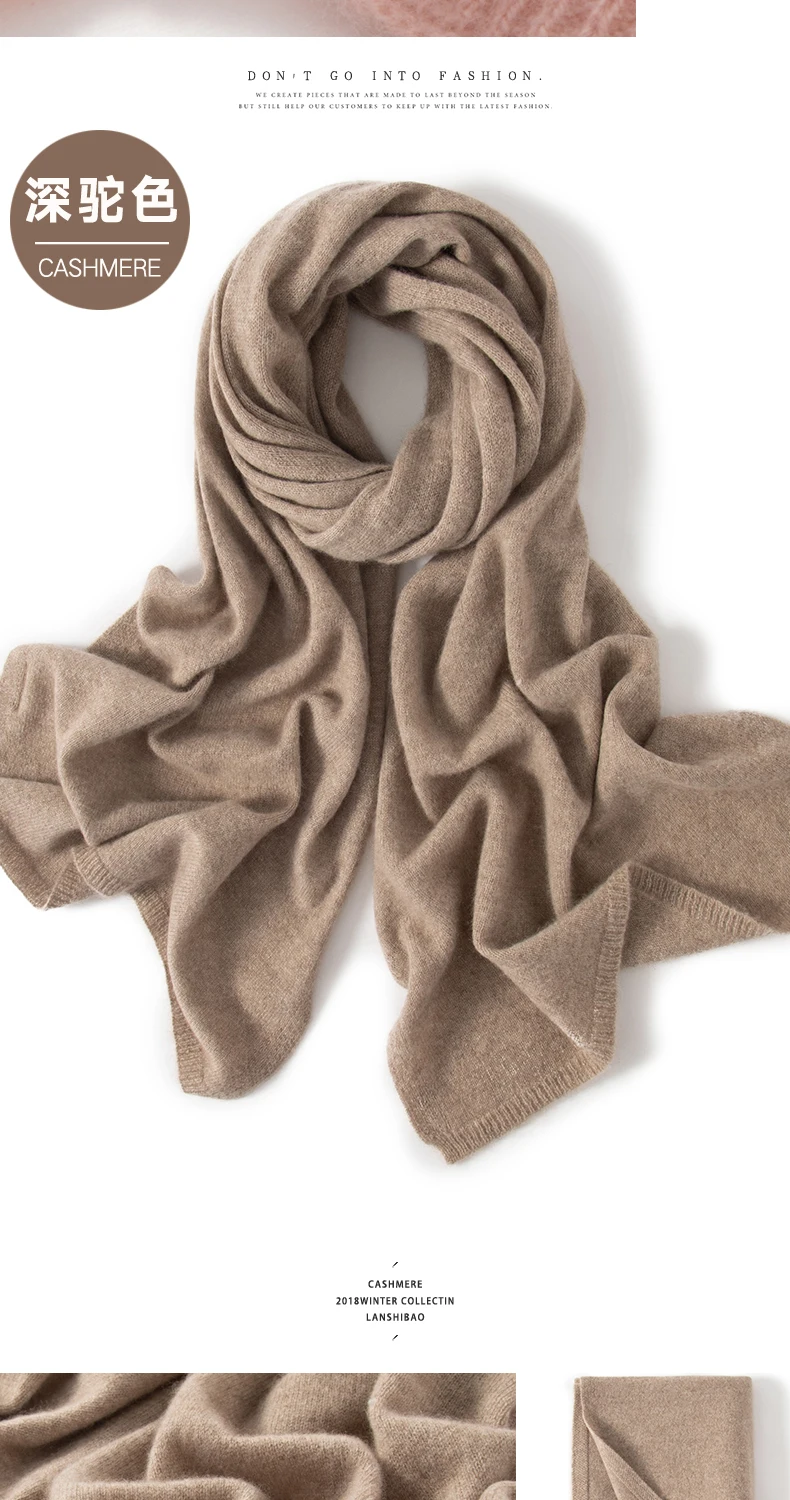 Scarf Women 100% Pashmina Knitting 180*45cm 19Colors Top Grade 2023 Winter Autumn Soft Warm Laides Pure Cashmere Scarves