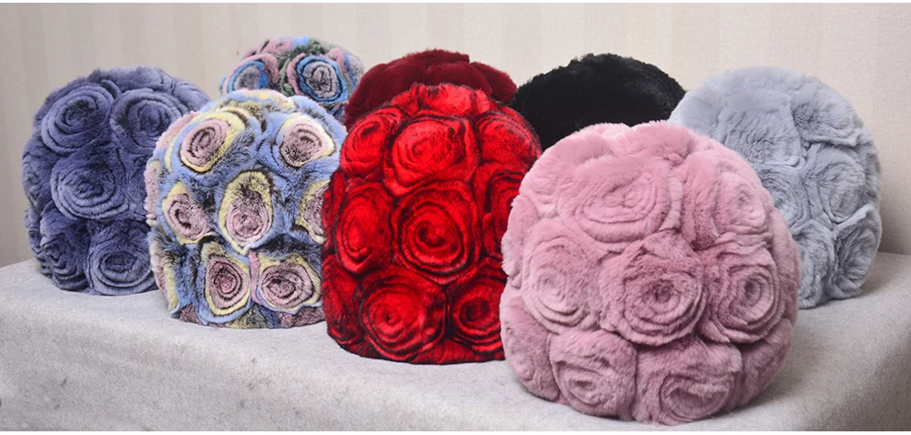 New Women Winter Fur Hat Scarf Sets Natural Warm Real Rex Rabbit Fur Cap Scarves Lady Knitted Warm 100% Genuine Fur Hats Muffler